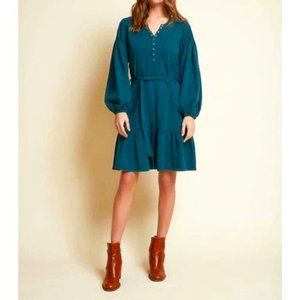 NATION LTD - TALLI FLOUNCE MINI DRESS IN DEEP TEAL NWT